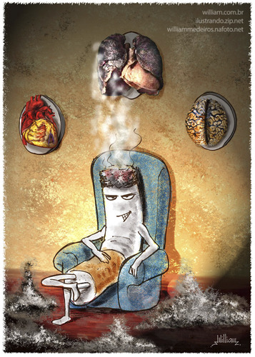 Cartoon: Accepted a cigarette? (medium) by William Medeiros tagged smoki,tabaco