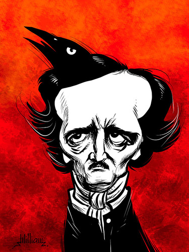 Cartoon: Edgar Allan Poe (medium) by William Medeiros tagged horror,literature