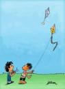 Cartoon: Modernity (small) by William Medeiros tagged kite,boy,tecnology,toy