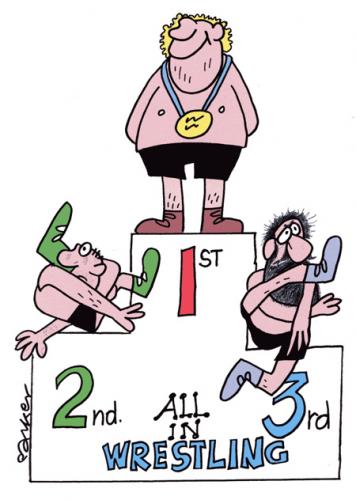 Cartoon: All in. (medium) by daveparker tagged wrestling,podium,runners,up,