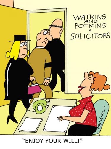 Cartoon: Enjoy your will! (medium) by daveparker tagged solicitors,office,mourners,beneficiarys