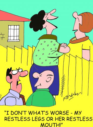 Cartoon: Restless! (medium) by daveparker tagged restless,legs,mouth,gossiping,wives,
