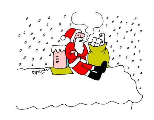Cartoon: Santa smokes. (medium) by daveparker tagged santa,smoking