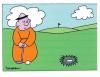 Cartoon: Golfing monk. (small) by daveparker tagged monk,golf,tonsure,shaped,hole,