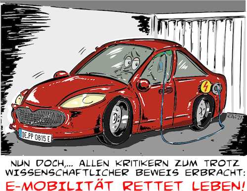 Cartoon: E-Mobilität rettet Leben (medium) by eisi tagged elektromobilität,suizid