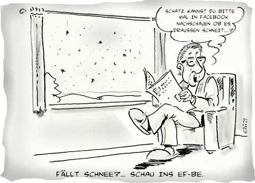 Cartoon: Schnee in Facebook (medium) by eisi tagged facebook