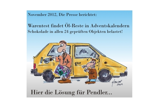 Cartoon: Ölfunde im Adventskalender (medium) by Hansel tagged pendler,öl,hansel,hanselcartoons