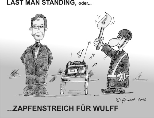 Cartoon: Zapfenstreich für Wulff (medium) by Hansel tagged zapfenstreich,abschied,wulff
