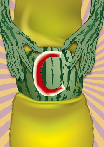 Cartoon: C section (medium) by LeeFelo tagged section,caesarean,green,watermelon,abdomen,incision,childbirth,slice