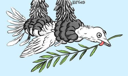 Cartoon: PAIX (medium) by LeeFelo tagged hope,claws,eagle,branch,olive,pigeon,peace