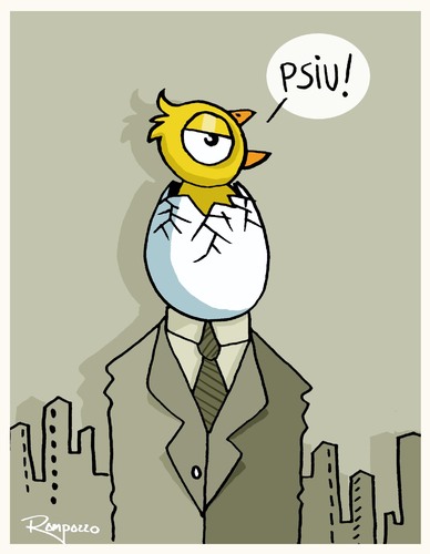 Cartoon: PSIU! (medium) by Marcelo Rampazzo tagged city,stadt,city,vogel,tier,tiere,vögel,ei,mann,kopf,gehirn