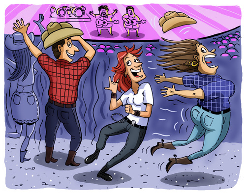 Cartoon: Rocker in the Country show (medium) by Marcelo Rampazzo tagged rocker,in,the,country,show,illustration,country,rocker,club,tanzen,disko,disco,spaß,feiern