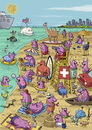 Cartoon: Pigs Beach (small) by Marcelo Rampazzo tagged pigs,beach,sun