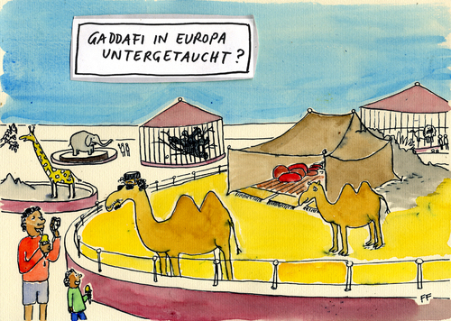 Cartoon: . (medium) by Florian France tagged gaddafi,camel,kamel,wüste,libyen,lybia,europe,zoo
