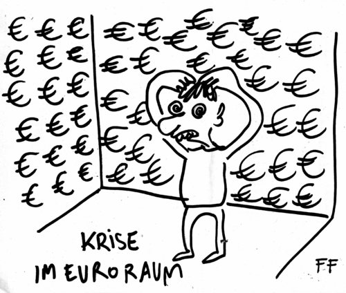 Cartoon: Krise im Euro-Raum (medium) by Florian France tagged krise,euro,raum,finanzkrise,faule,immobilienkredite,crisis,europe