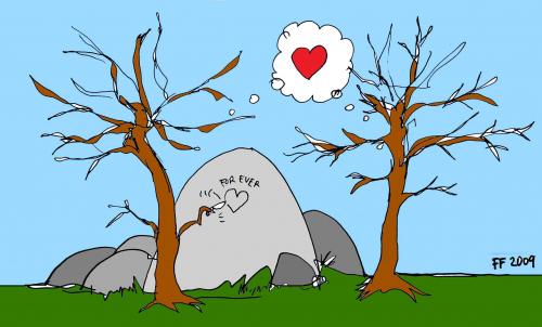 Cartoon: trees (medium) by Florian France tagged trees,rocks,love