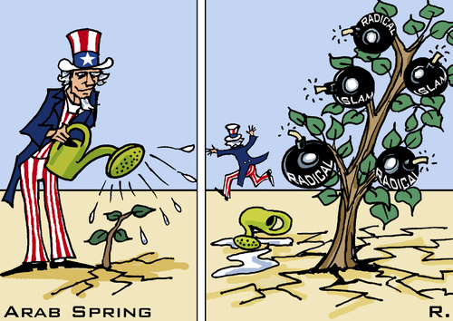 Cartoon: Arab Spring bears Fruit (medium) by RachelGold tagged arab,spring,terrorists,radical,islam