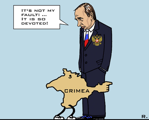 Cartoon: Devoted Crimea (medium) by RachelGold tagged crimea,russia,ukraine,eu,usa,putin