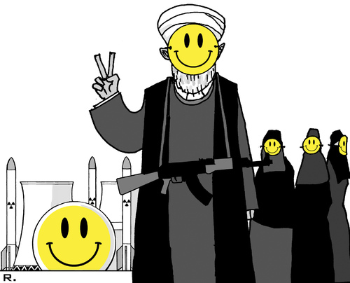 Cartoon: Friendly Mullahs (medium) by RachelGold tagged iran,mullah,rohani,new,image