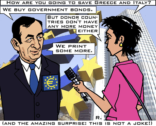 Cartoon: Governement Bonds (medium) by RachelGold tagged ecb,draghi,bonds,euro