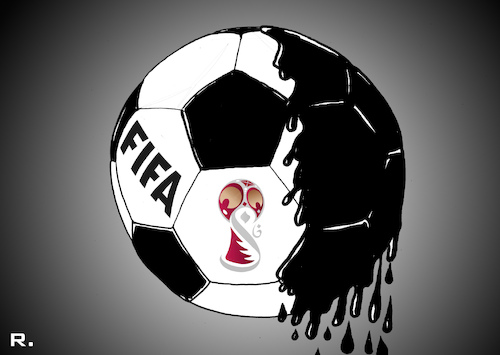 Cartoon: The dark Side of the Ball (medium) by RachelGold tagged fifa,socker,wm,qatar,championship,fraud,corruption,human,rights,the,fifa,socker,wm,qatar,championship,fraud,corruption,human,rights