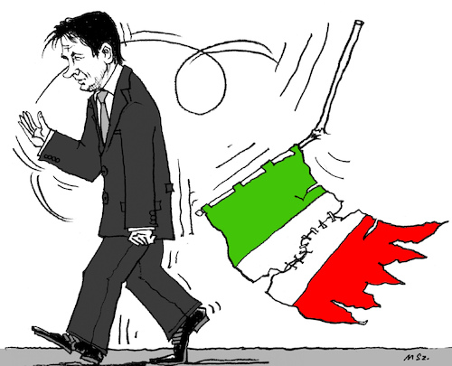 Cartoon: Conte geht (medium) by MarkusSzy tagged italien,premier,conte,regierung,koalition,krise,resignation,rücktritt,trikolore