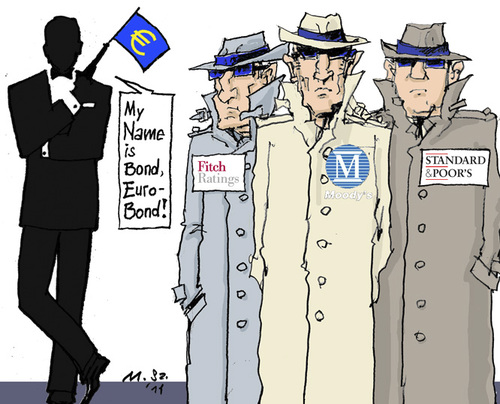Cartoon: Euro-Bonds contra Rating-Agents? (medium) by MarkusSzy tagged economy,euro,eu,agencies,rating,us,downgrading,eurobonds