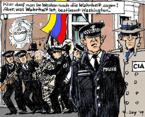 Cartoon: Freie Welt? (medium) by MarkusSzy tagged assange,wikileaks,usa,uk,australien,ecuador,asyl,pressefreiheit,menschenrechte