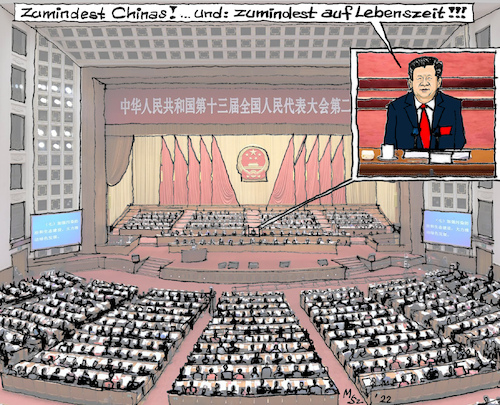 Cartoon: Führer - auf Lebenszeit? (medium) by MarkusSzy tagged china,volksrepublik,volkskongress,xi,jinping