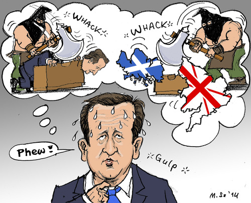 Cartoon: Just a Nightmare (medium) by MarkusSzy tagged cameron,scotland,uk,referendum