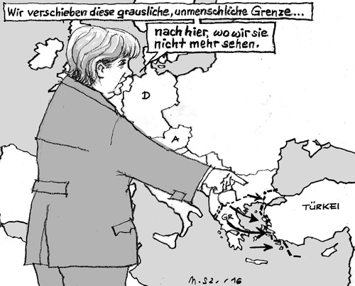 Cartoon: Problem-Verschiebung (medium) by MarkusSzy tagged außengrenze,flüchtlinge,gipfel,türkei,eu