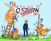 Cartoon: Ostern. Lockdown (small) by MarkusSzy tagged österreich,deutschland,ostern,lockdown,abgesagt,osterhase,ostereier,sebastian,kurz,frühling,hennen,blumen