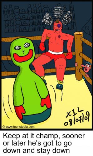 Cartoon: Fighting Dummy (medium) by chriswannell tagged boxing,fight,dummy,gag,cartoon