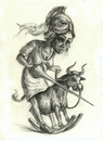 Cartoon: Griechin auf einem Stier (small) by Thomas Bühler tagged euro,europa,athene,griechenland,sparkurs,rettung