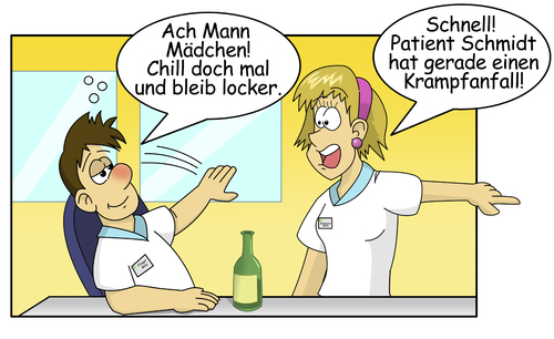 Cartoon: Sucht in der Pflege 7 (medium) by ms-illustration tagged sucht,drogen,alkohol,pflege,medizin,schwester,pfleger