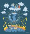 Cartoon: Good VS Evil online (small) by sassatattoo tagged god good evil demon angel jesus fire heaven hell clouds game video videogame