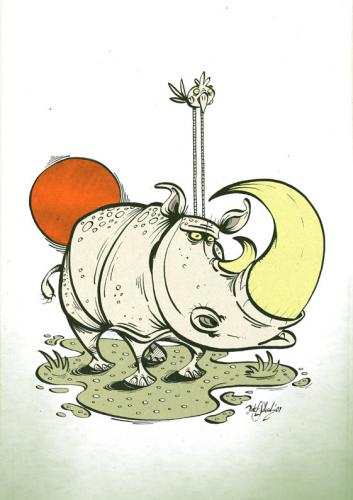 Cartoon: Nashorn (medium) by Dirk ESchulz tagged muh,illustration,nashorn,tiere,tier,nase,vogel,natur,tierwelt,horn,afrika