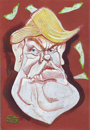 Cartoon: Donald Trump (medium) by zed tagged donald,trump,usa,new,york,business,famous,people,portrait,caricature,dollar,apprentice