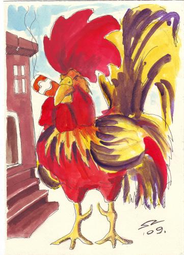 Cartoon: Happy Easter (medium) by zed tagged rooster,animals,nature,character,toon,illustration