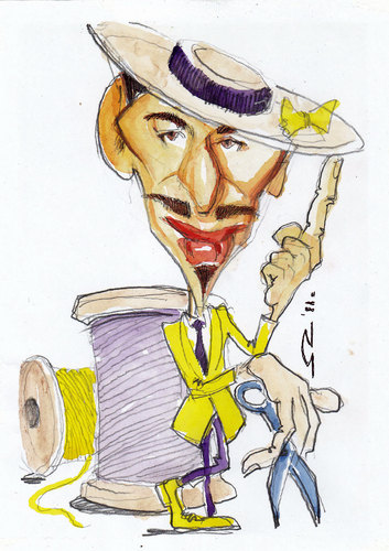 Cartoon: John Galliano (medium) by zed tagged caricature,portrait,designer,fashion,gibraltar,galliano,john