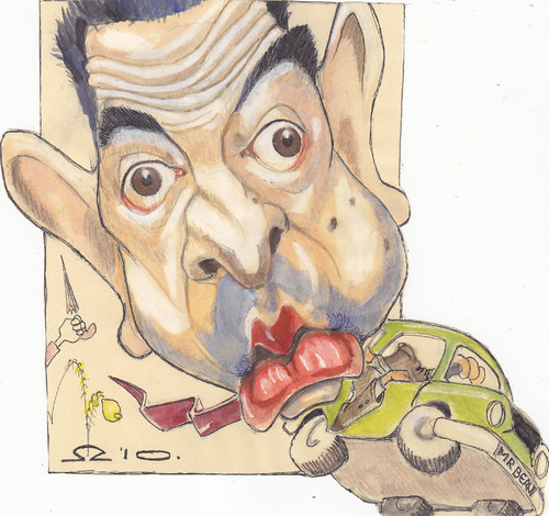 Cartoon: Mr Bean (medium) by zed tagged mr,bean,rowan,atkinson,london,england,comedy,actor,famous,people,portrait,caricature