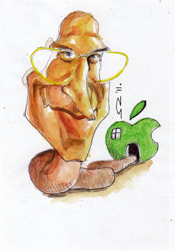 Cartoon: Steve Jobs (medium) by zed tagged steve,jobs,usa,inventor,chairman,apple,business,portrait,caricature