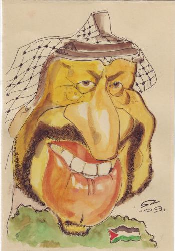 Cartoon: Yasser Arafat (medium) by zed tagged yasser,arafat,palestina,politician,hamas,resistance,plo,gaza,independence,caricature,portrait
