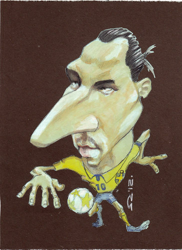 Cartoon: zlatan ibrahimovic (medium) by zed tagged zlatan,ibrahimovic,malmo,sweden,footballer,striker,portrait,caricature