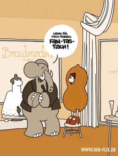 Cartoon: FAN-TAS-TISCH! (medium) by Flix tagged elefant,hochzeit,hochzeitskleid