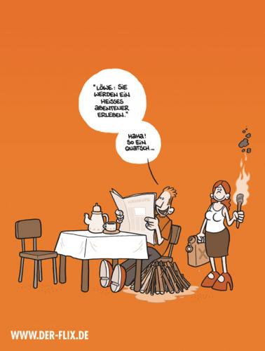 Cartoon: Heisses Abenteuer (medium) by Flix tagged mann,frau,feuer,horoskop