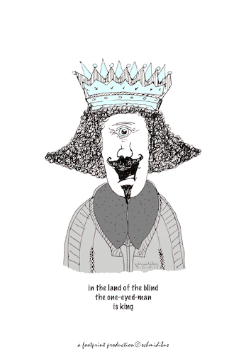 Cartoon: one-eyed-man is king (medium) by schmidibus tagged blind,one,eyed,man,king