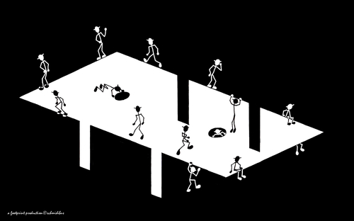 Cartoon: table impossible (medium) by schmidibus tagged escher,schein,illusion,unten,oben,weiß,schwarz