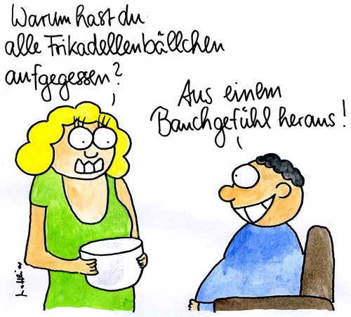 Cartoon: Bauchgefühl (medium) by Matthias Schlechta tagged essen,frikadellen,bauchgefühl
