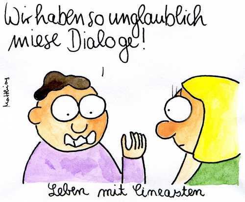 Cartoon: Leben mit Cineasten (medium) by Matthias Schlechta tagged film,kino,cineast,filmliebhaber,mann,frau,partnerschaft,ehe,lebensgemeinschaft,gespräch,dialog,streit,sprache,ehekrise,partnerschaftskrise,krise,vorwurf,trennung,leben